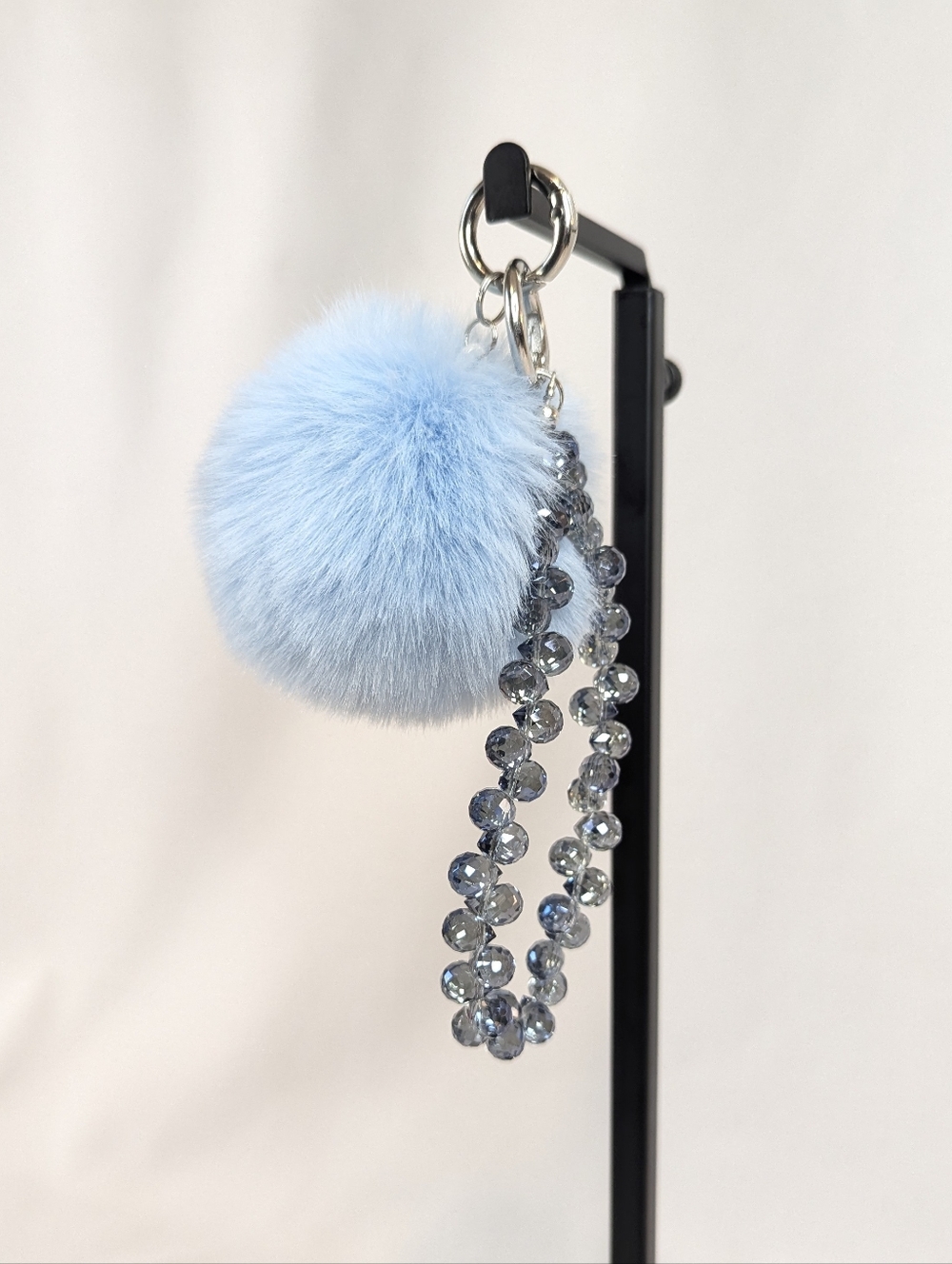 Ice Blue Purse Charm Faceted Beads Wrist Strap Bag Fob Lanyard Keychain NEW